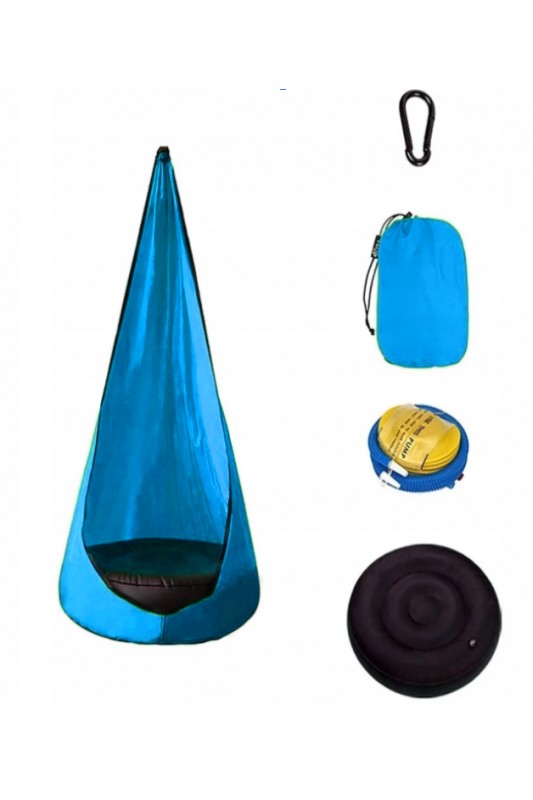 Pakabinamas hamakas su pripučiama sėdyne, mėlynas